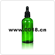 Green dropper glass bottle